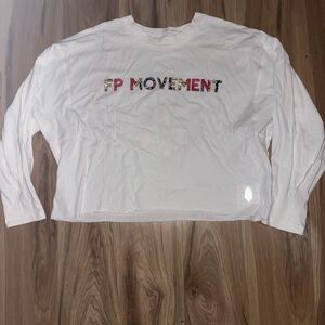 FP Movement by Free People White Long Sleeve Crop Top-NWT
